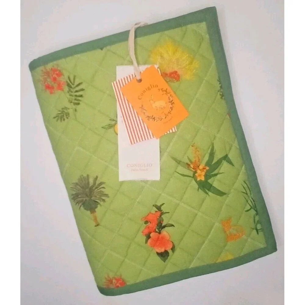Coniglio Palm Beach Placemats Set Of 4 Reversible Tropical Print/ Green NWT $250